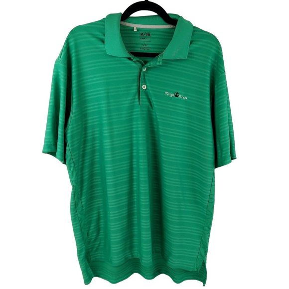 adidas Other - Adidas Golf Polo Shirt Men's Sz L Green Striped ClimaCool Kings Creek Logo